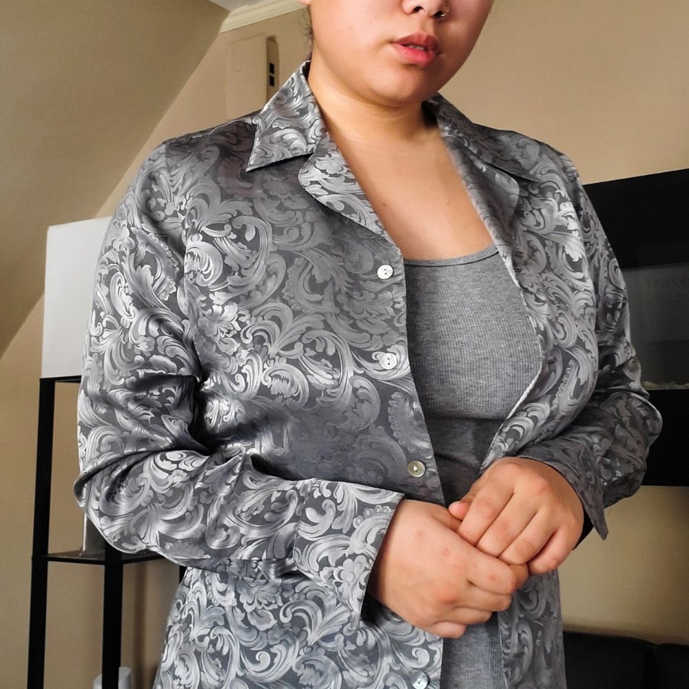 Grey silk top